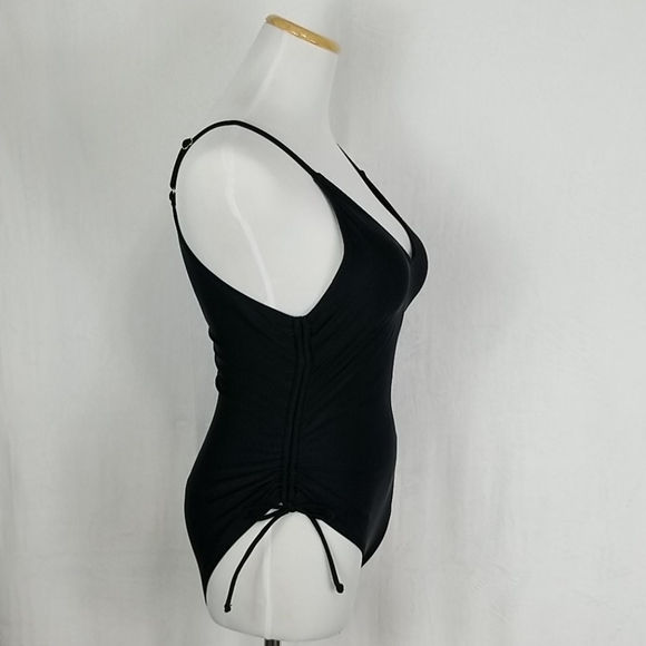 NWT ruched sides black deep cut bathing su… - Picture 3 of 9